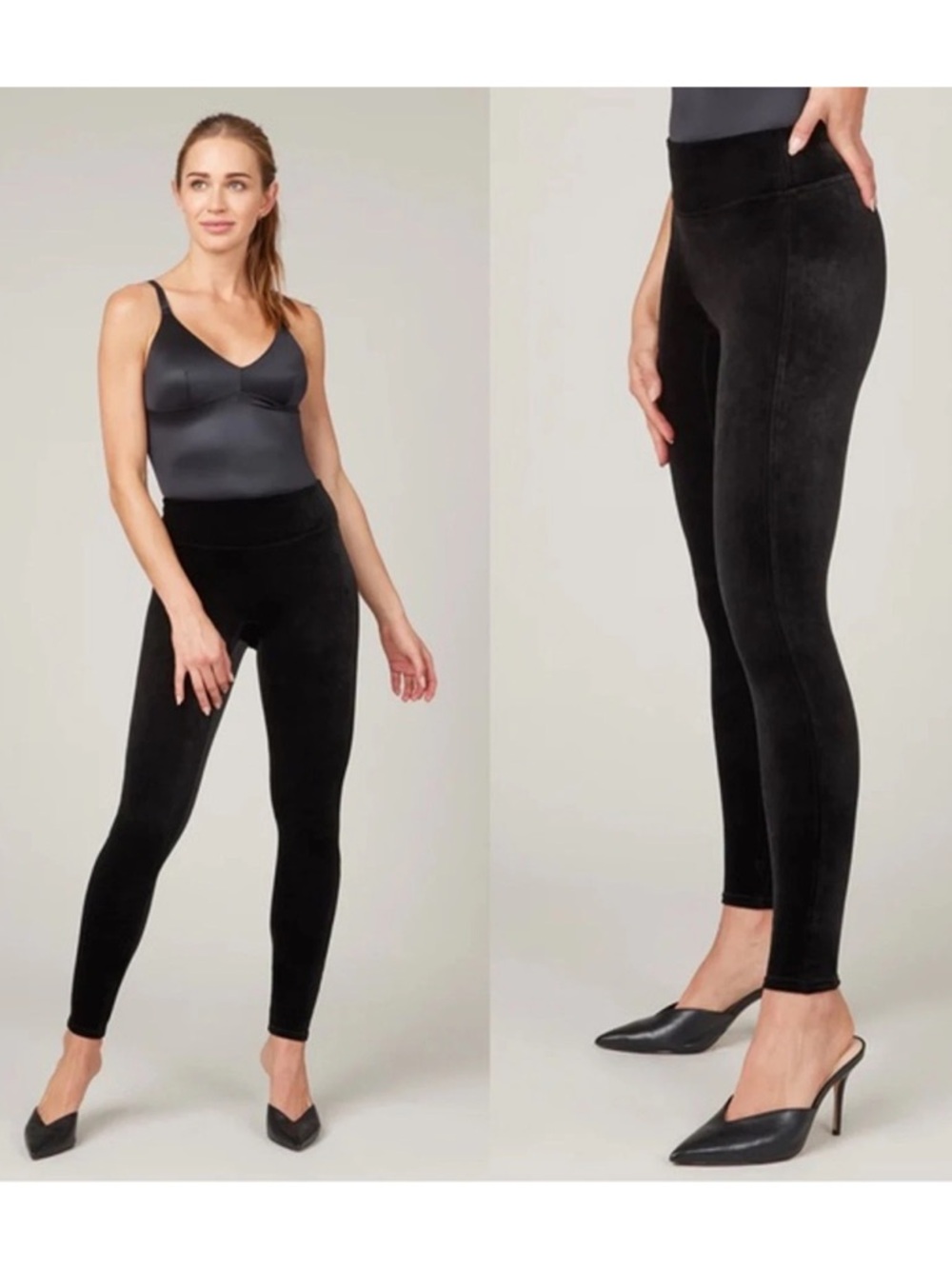 Spanx Black Velvet High-Waist Leggings - Large